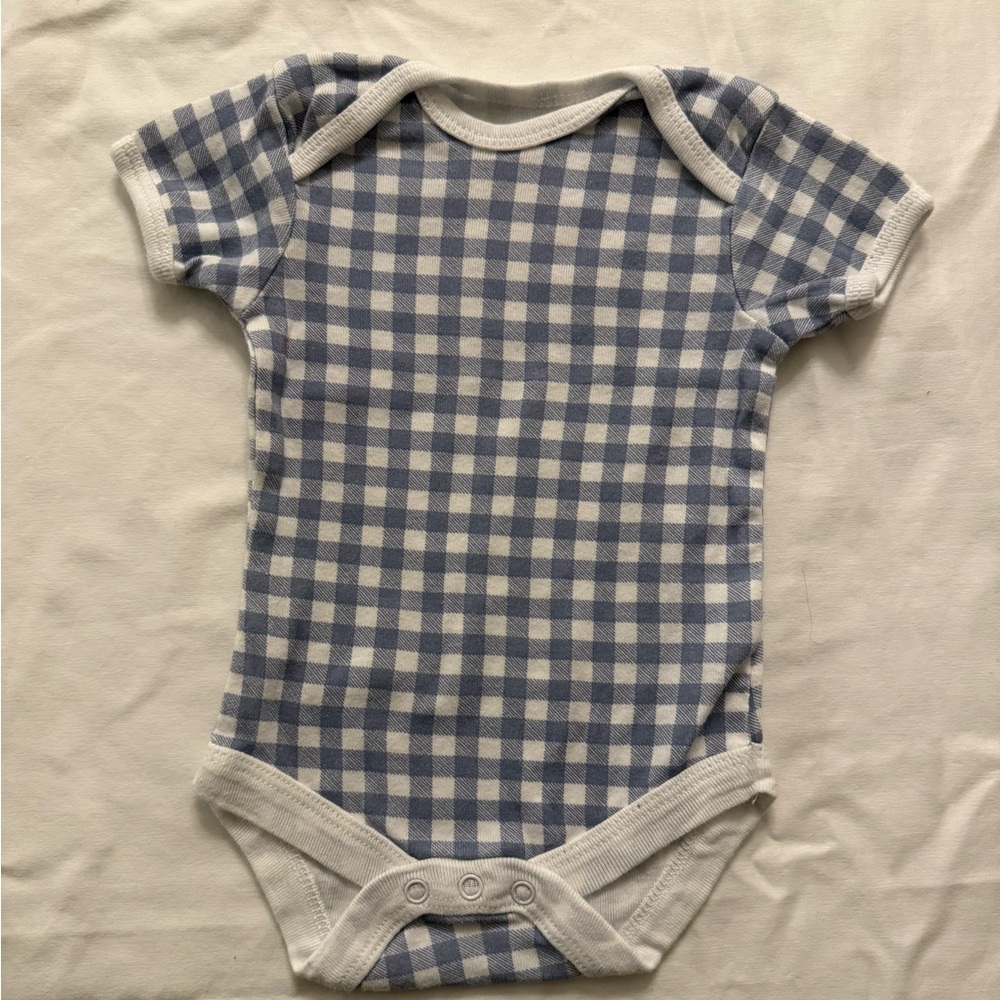 Rene Rofe checkered blue onesie 0-3m